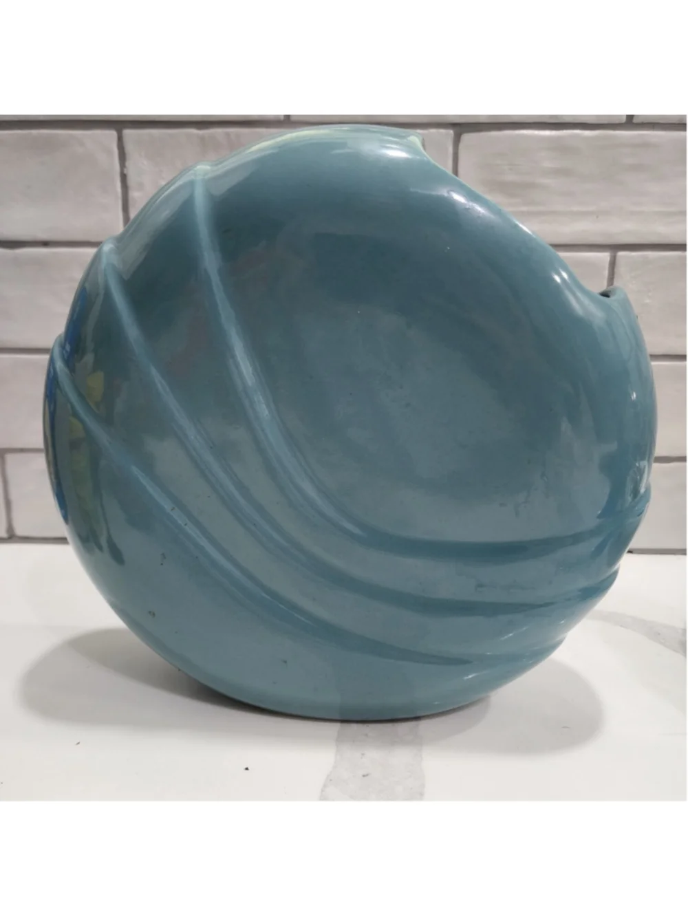 Royal Haeger 4362 Turquoise Sculptural Art Pottery Vase 1984 Swirl USA 8.5
